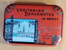 ancienne boîte en métal - publicité - véritables bergamotes de Nancy - Lorraine