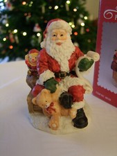 Décoration Noël ancienne - Rare Père Noël peint -en pierre reconstituée polie 