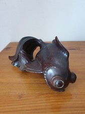 Rare sculpture Japonaise poisson carpe Koï en bois noir 11x12x23 cm