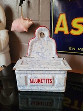 ANCIENNE BOÎTE ALLUMETTES MURALE TÔLE ÉMAILLÉE 