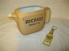 🍾 Vintage Lot RICARD ANISETTE Ancien PICHET 1L CÉRAMIQUE + PORTE-CLÉS BOUTEILLE