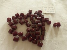 perle vintage, lot de 50 perle en verre rouge foncé forme cylindre barillet