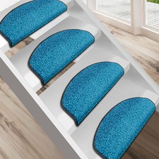 Barcelone Tapis de Marche / pour Escalier D'Escalier en Bleu Clair Fabriqué