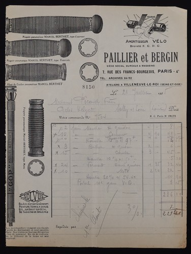 Facture villeneuve roi 1925 - facture,