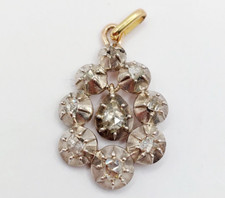 Pendentif victorien Argent et or 18k diamant taille rose serti illusion (1850)
