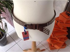 Ceinture LA FEE MARABOUTEE cuir marron clouté neuve 85/90 
