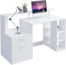 Bureau d'ordinateur pour la maison, bureau en bois avec tiroirs de rangement