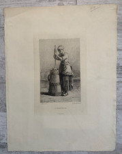 Adolphe Martial POTEMONT (1828-1883) D'ap Millet Portrait " La Baratteuse "