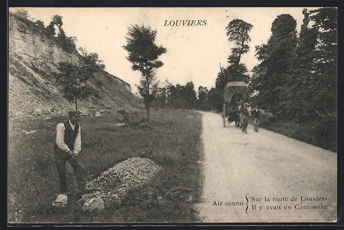 Cpa louviers sur route de - louviers,, la