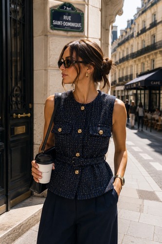 Zara navy tweed structured - zara,