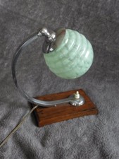 ancienne lampe TABLE verre bois bureau old light machine age bauhaus rtro vintage 