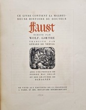 GOETHE FAUST GRAVURES DE DARAGNES 1924 TIRAGE A 439 EXEMPLAIRES