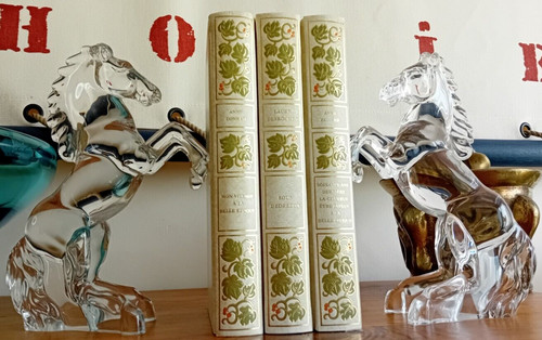 Serre livres chevaux cristal - livres,