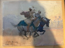 MATTEO BRONDY.AQUARELLE ORIGINALE.FANTASIA MAROCAINE.MEKNES 1940.