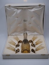 SERVICE A LIQUEUR 7 PIECES EN ARGENT MASSIF POINCON MINERVE ET VERRE COFFRET