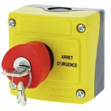 Boîte équipée avec coup de poing d'arrêt d'urgence à clé 40mm - Osmoz LEGRAND