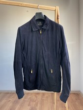 Blouson bomber en cuir suédé