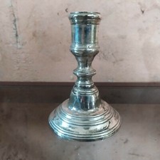 Petit bougeoir en bronze argenté Haute Epoque XVIIème ? louis XV ? 