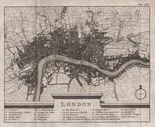 Londres Ville Plan Map Carte Royaume-Uni Van Der Aa Gravure sur Cuivre 1707