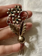 USA  CRÉATEUR C1930 ART DECO GRANDE BROCHE ANCIENNE VERMEIL OR ARGENT MASSIF