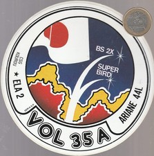 Autocollant. Espace. Satellite. ARIANE 44L. Vol 35A. ELA 2 - BS 2X - Super Bird