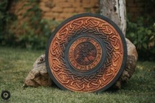 Bouclier viking de Noël designer rond en bois fonctionnel Viking Shield