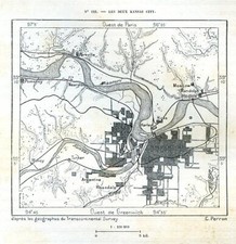 Kansas City, Missouri....Antique  Map, Plan..1892