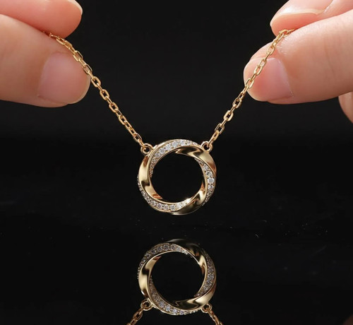 Collier pendentif cercle tordu - cercle,