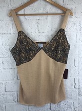 Alain Weiz Gold Tank Top, Lace Front Trim, Size US 18, Eur 46