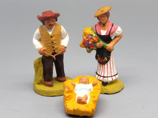 LOT 3 SANTONS TERRE CUITE SIGNES JOUVE LE SOURCIER PETIT JESUS ET FLEURISTE