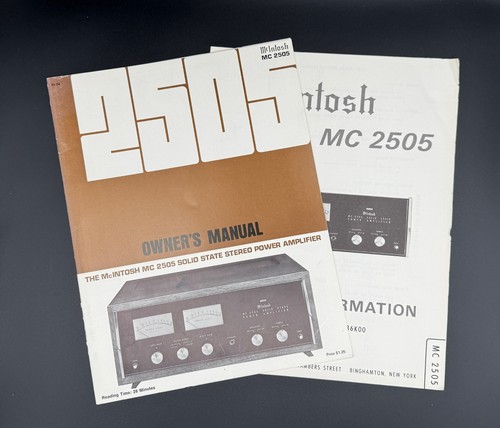 Mcintosh mc2505 owner manual - mcintosh,