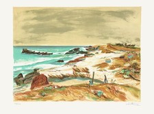 Louis VUILLERMOZ Bord de mer, environs de Concarneau 1975 lithographie signée
