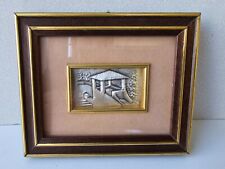 Ancien tableau sculpté en feuille d'argent thème tour