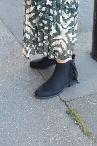 Bottines noires franges - noires,