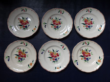 6 ASSIETTES PLATES FAIENCE ST AMAND BOUQUET FLEURS ROUGE FRANCE PEINT MAIN lot 2