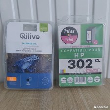 LOT DE 2 CARTOUCHES D'ENCRE COMPATIBLES HP 302 XL - BLACK+ COLORE