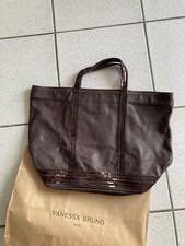 sac Vanessa Bruno cuir et paillettes marron taille L