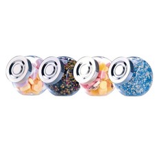 Alpina Bocal Verre – Lot de 4 Bocaux 200 ml avec Couvercle à Vis – Bocal Epices 