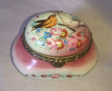 ANCIENNE BOITE PILULE AUTRES POT en PORCELAINE ART OISEAUX 1950-1970