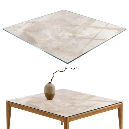 Table verre trempé plateau - table, en