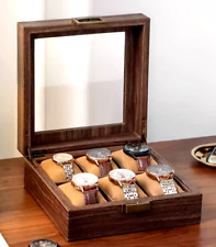 Coffret Pour 6 Montres En Bois et Cuir Boîte à Montre Coussinets Rangement Bijou