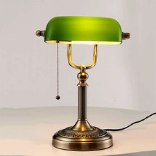 Lampe De Bureau Vintage, Abat-Jour Vert, Verre Métal, Style Rétro Élégant
