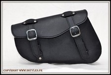 Sacoche latérale en Cuir pour cadre rigide NOIR Simple { Harley Sportster iron }