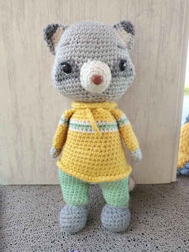 Peluche raton laveur gris - peluche,