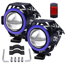 2PCS Phares Avant Moto 1 Mode Universel U7 Feux Additionnels 12V 24V LED Anti...