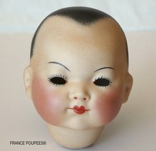 Tête poupée Asiatique  en porcelaine peinte main-REPRODUCTION FRANCE POUPEES