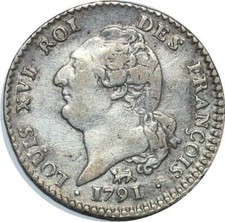 T1819 Constitution 15 sols Louis XVI 1791 2nd Sem .A Couvent Barnabites Argent