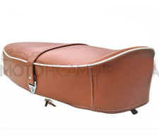 Selle Marron Vespa 50 Special R L 125 ET3 Piaggio Levetta Bordino Blanc Cuir
