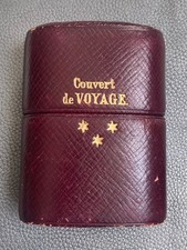 Couverts de Voyage Étui Cuir Gobelet Couteau Fourchette Cuillère TireBouchon 19è