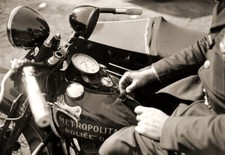 Repro photo ancienne CPA - Guidon de moto police américaine an. 1930